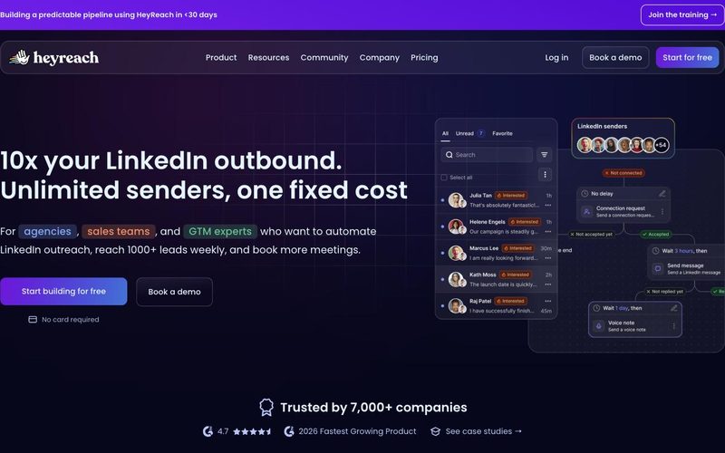 HeyReach website screenshot